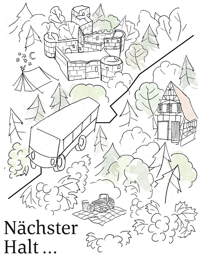 Eine Illustration der deutschen Weinstraße 
